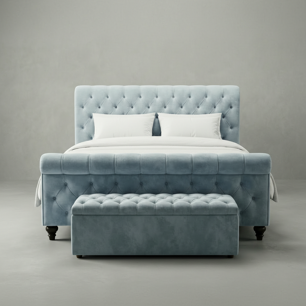 The Ascot Sleigh Bed – Beds by Essex Luxe