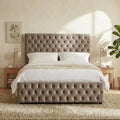 Ottoman gas lift bed - Belgravia Chesterfield Bed with deep tufted headboard