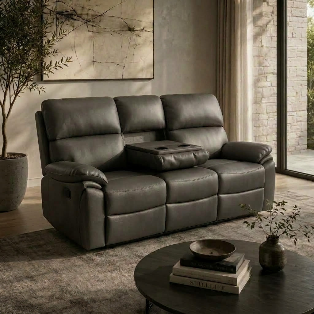 Valencia Luxury Leather Recliner Sofa 3+2 Set | Smooth Manual Recline & Integrated Bluetooth Speaker | Sale 37% OFF