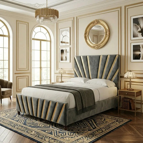Darlington Panel Bed custom bedroom furniture in modern upholstered setup