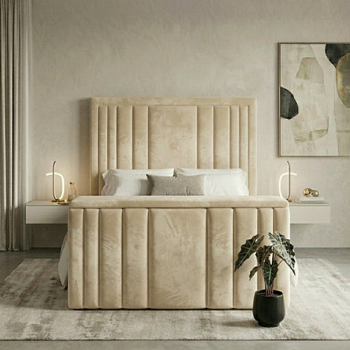 King size tv ottoman bed - Grand Panel TV Bed with vertical headboard
