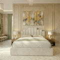 Padded panel bed - Harrington Panel Bed with 3D stepped headboard design