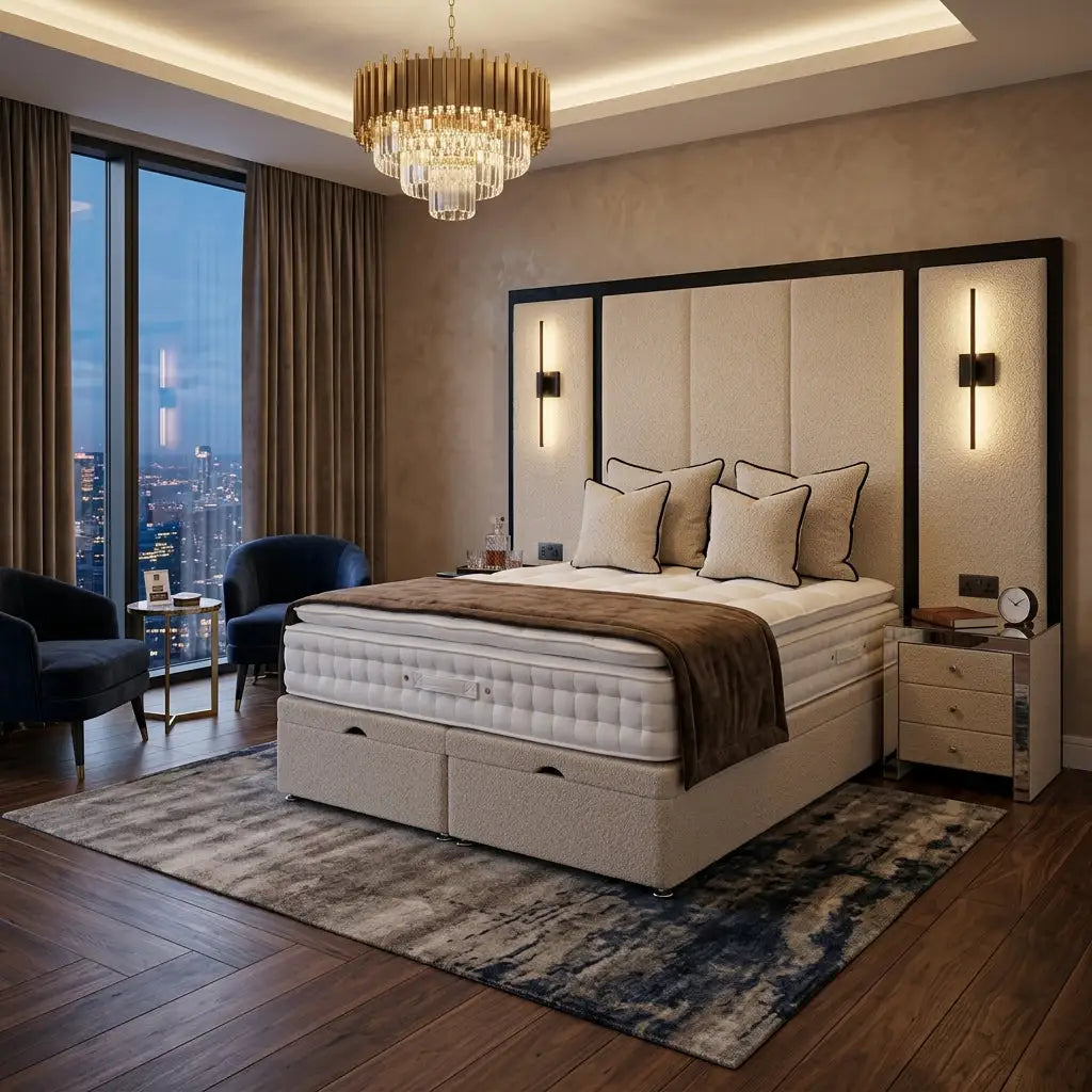 Luxe Panel Bed made to measure bed featuring recessed LED panel lighting