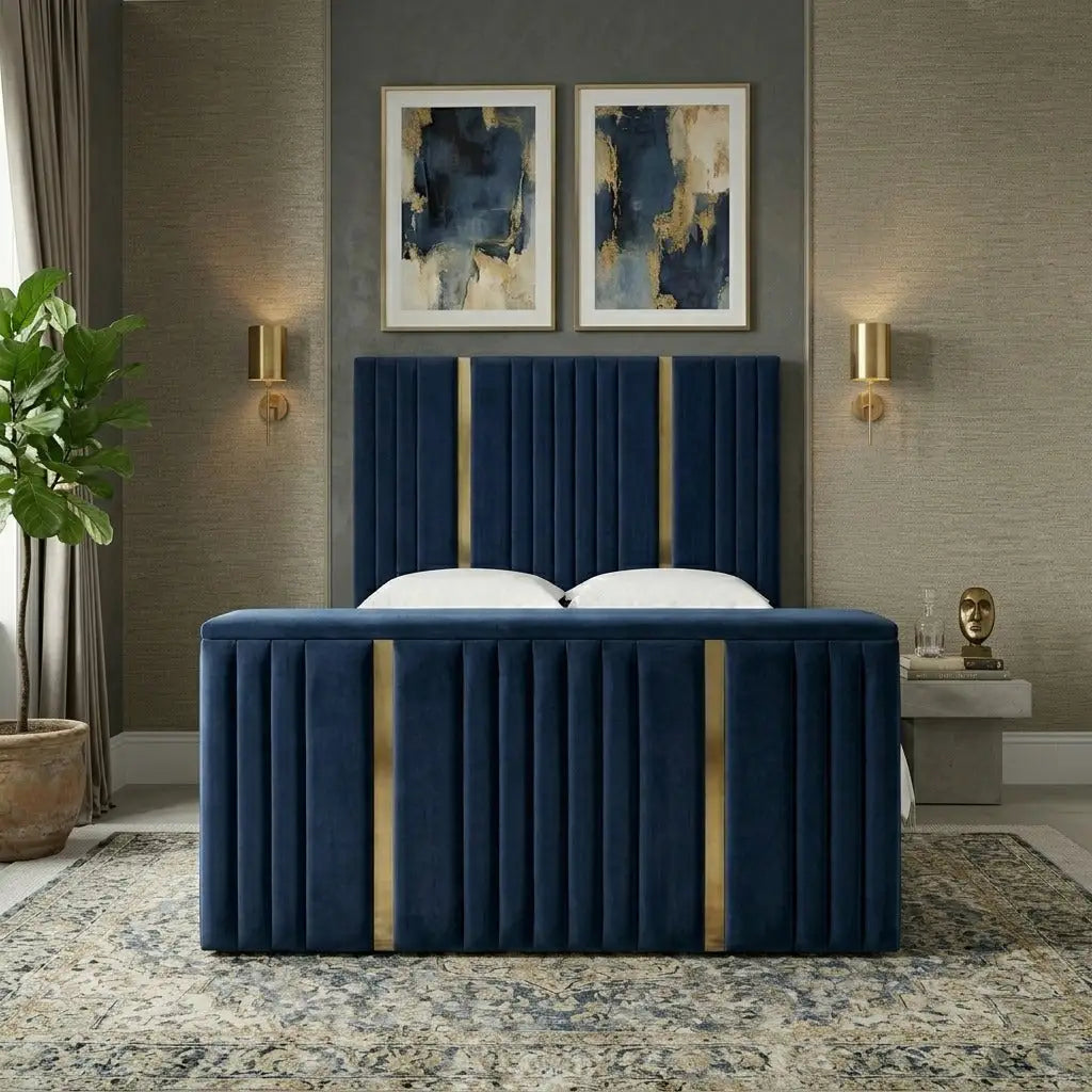 King tv bed with storage - Majestic TV Bed with upholstered headboard