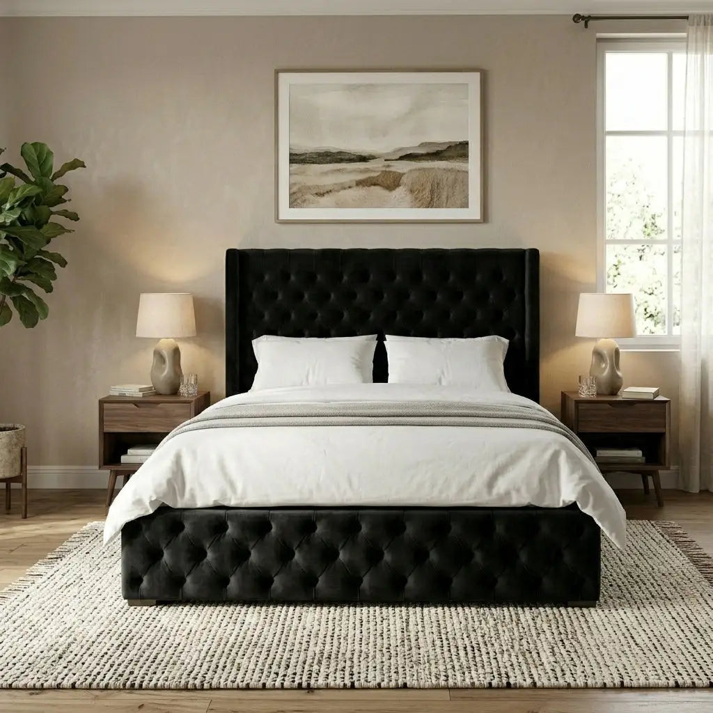 Button tufted bed frame - Marlborough Deep Button Bed with wingback details
