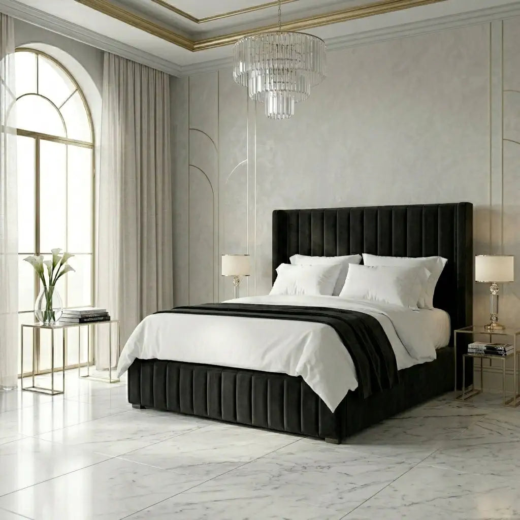 Milton Wing Bed modern stylish bed frame shown in luxury master bedroom