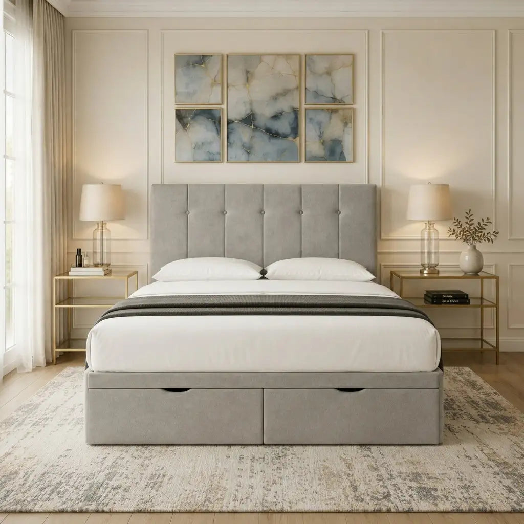 Custom size bed frames - The Paris Divan Bed with tall padded headboard
