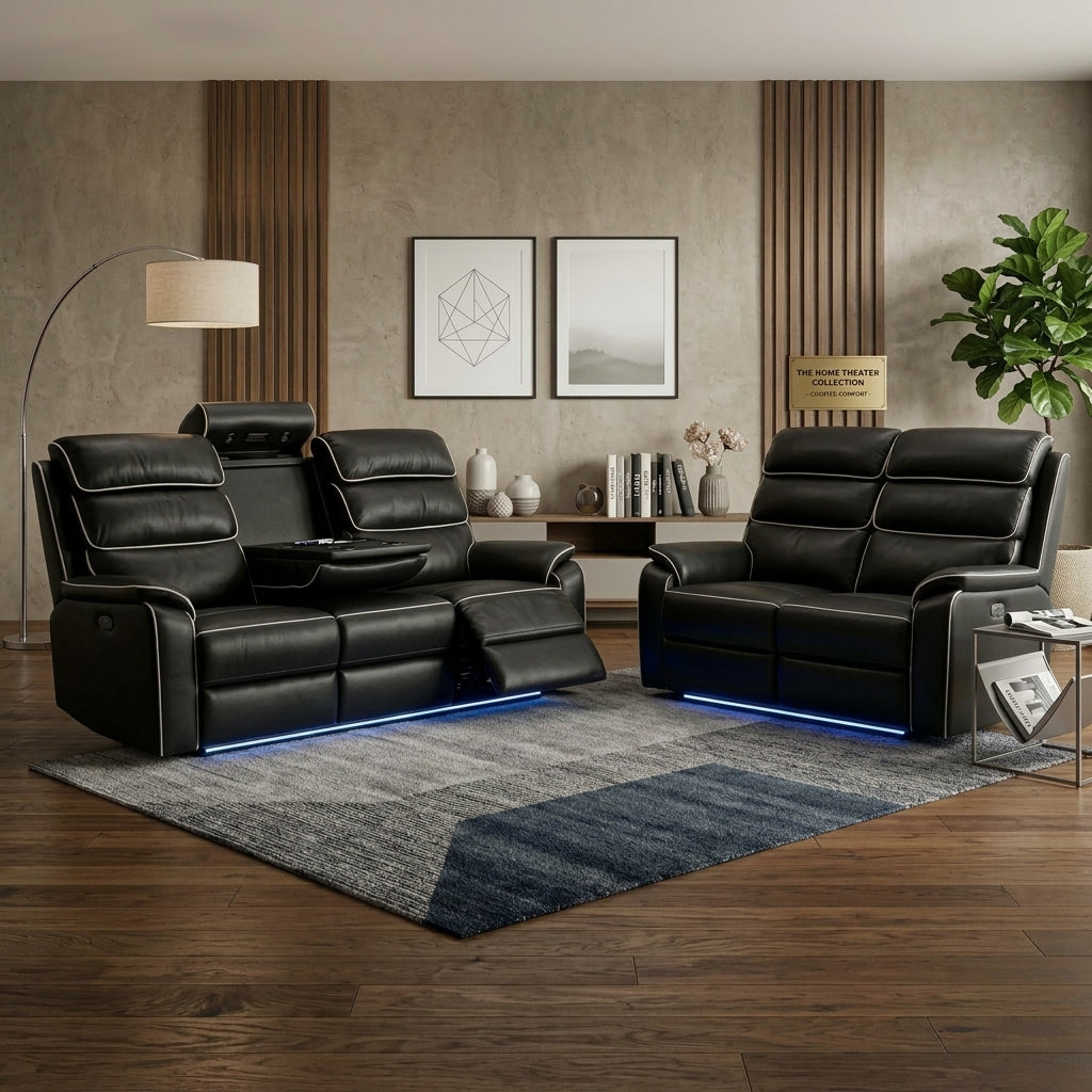 San Diego Leather Recliner Sofa Set | Smart Sofa with Type-C USB Charging UK