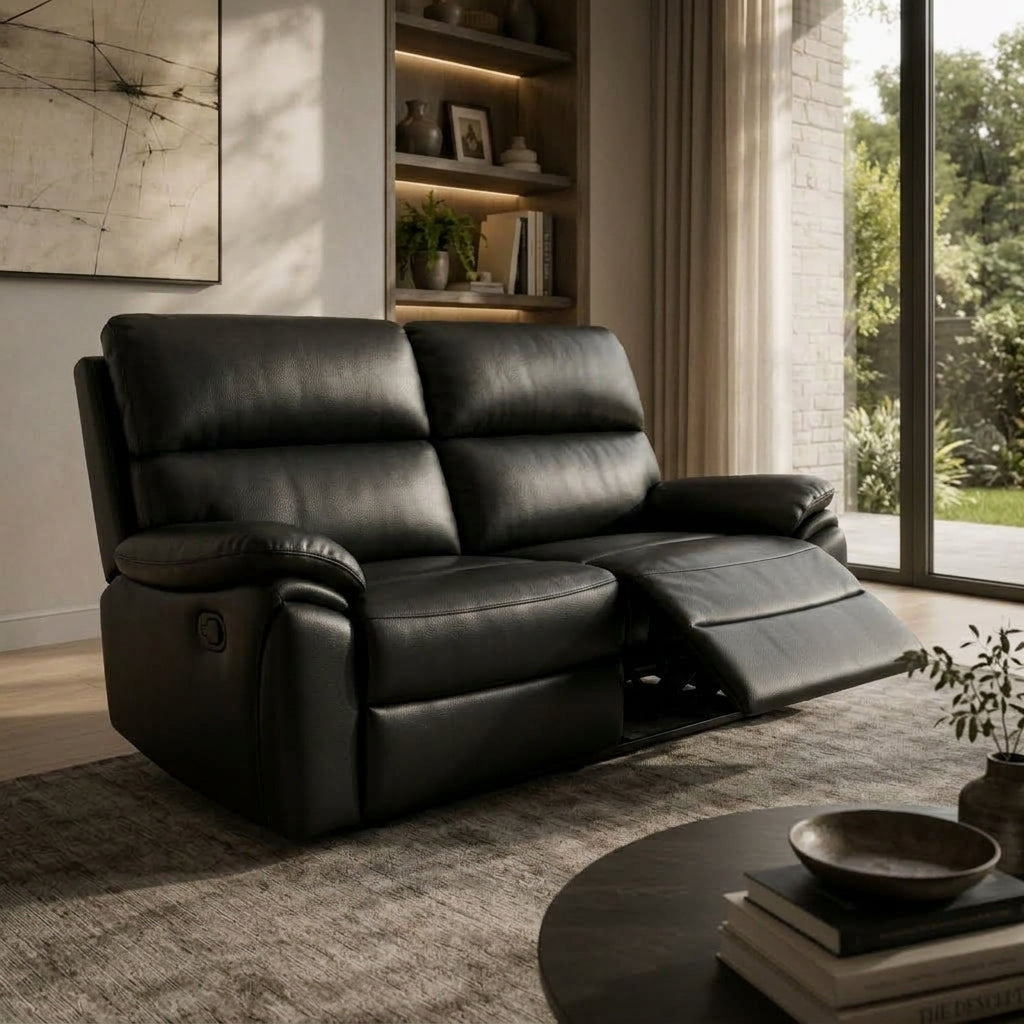 Valencia Luxury Leather Recliner Sofa 3+2 Set | Smooth Manual Recline & Integrated Bluetooth Speaker | Sale 37% OFF