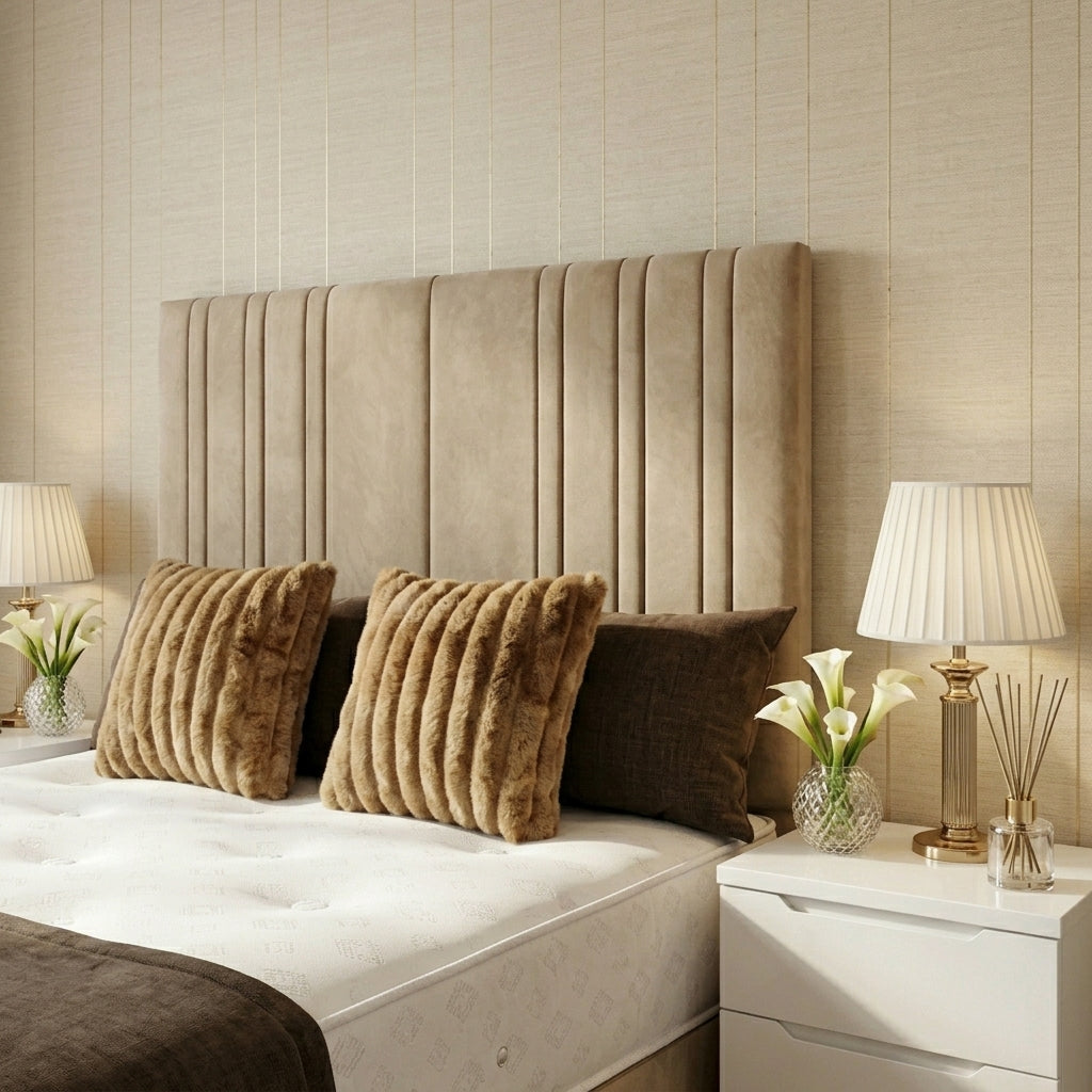 Close up of upholstered padded headboard on The Richmond Bed