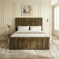 Richmond Rise extra tall wingback bed frame king size in Mink Naple fabric
