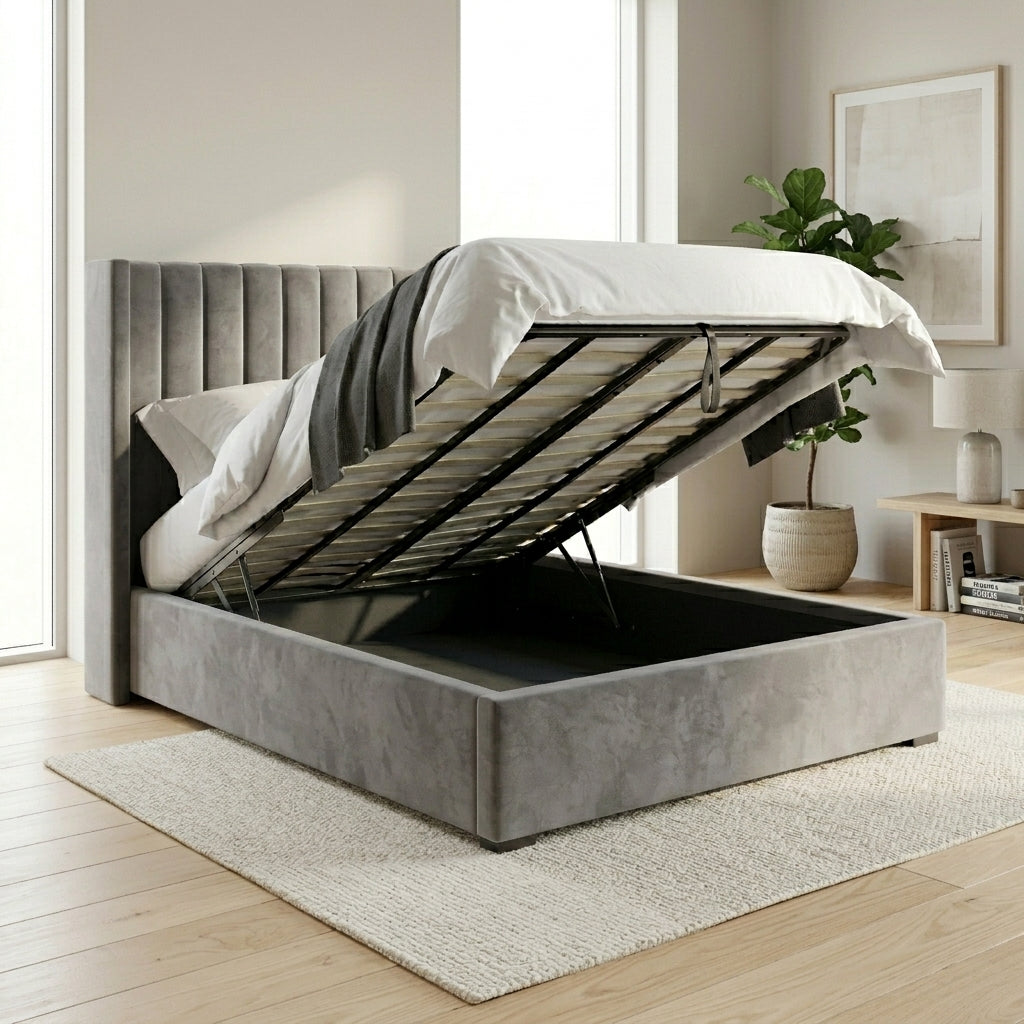 Windsor Wing Bed luxury storage bed frame with gas lift ottoman storage
