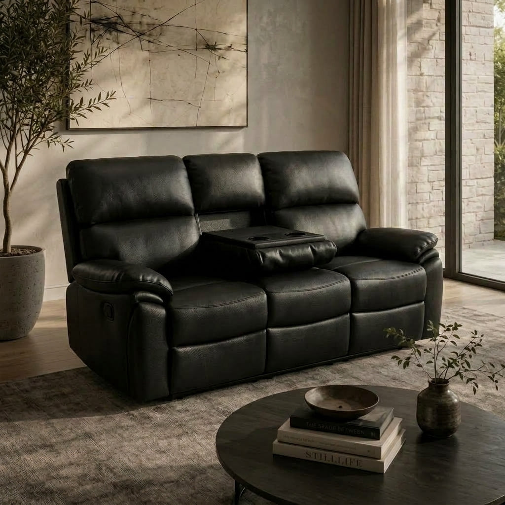 Valencia Luxury Leather Recliner Sofa 3+2 Set | Smooth Manual Recline & Integrated Bluetooth Speaker | Sale 37% OFF